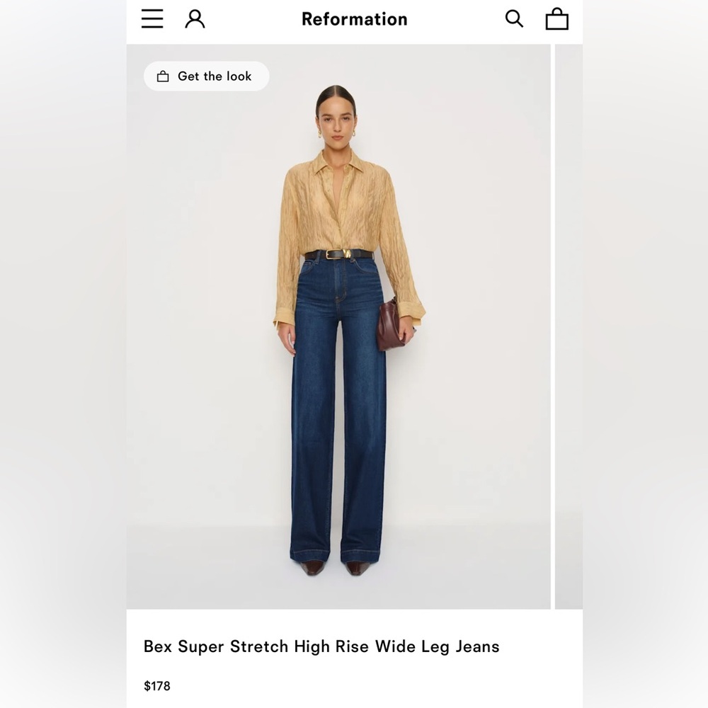 Reformation Bex Super Stretch High Rise Wide Leg Jeans Sz 26
